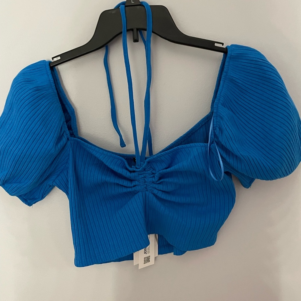 Zara blue off the shoulder top